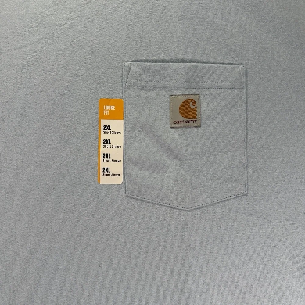 Carhartt Pocket T Shirt Mens 2XL Blue Short Sleeve Work Loose Fit Cotton NWT - Picture 5 of 9